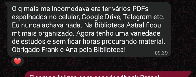 Mensagem de Carlos Eduardo Silveira, Belo Horizonte - MG, sobre o Mistério Universal